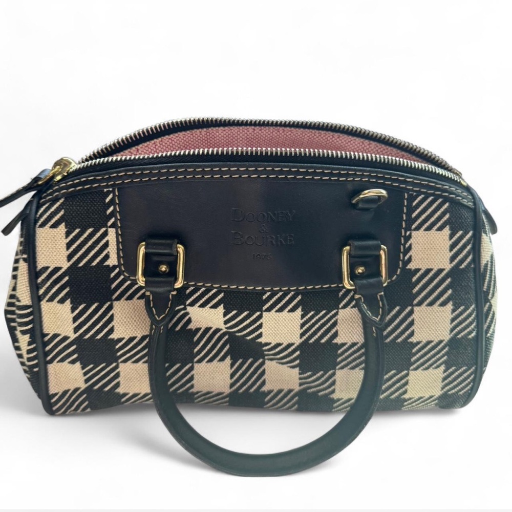 vintage dooney and bourke pink white and black preppy bag